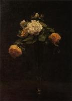 Fantin-Latour, Henri - White and Yellow Roses in a Tall Vase